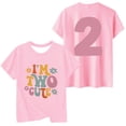 thumbnail image 1 of Whouriu Big Girls 2Nd Birthday Tshirt Cute Flower Print Crewneck Short Sleeve Tee Kids Causal T-Shirts, 1 of 4
