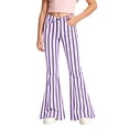thumbnail image 1 of Whouriu Big Girls Flare Jeans Vertical Stripe Graphic Print Denim Pants with Pockets, 1 of 6