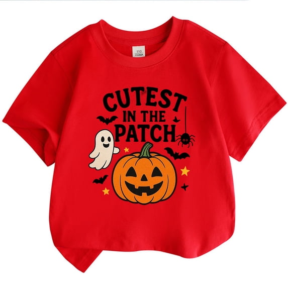 Whouriu Big Girls Pumpkin Letter Graphic Tee Short Sleeve Holiday Casual Soft Daily Kids T-Shirt