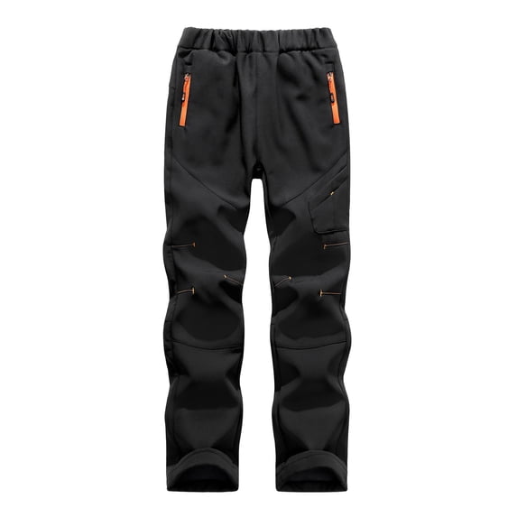 Whouriu Big Girls Straight Leg Snow Pants Elastic Waist Waterproof Thickened Outdoor Trousers with Multi Pockets