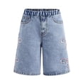 thumbnail image 1 of Whouriu Bow Embroidery Denim Shorts for Girls Lightweight Jean Shorts Jorts, Sizes 5-14, 1 of 8