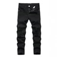 thumbnail image 1 of Whouriu Boys Casual Ripped Jeans Comfortable Stretch Washed Black Denim Trousers, Sizes 3-16, 1 of 7