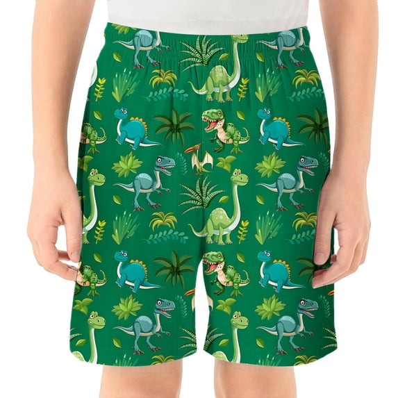 Whouriu Boys Dinosaur Print Swim Trunks Quick Dry Stretch Swim Shorts Bathing Suit, Sizes 2-14