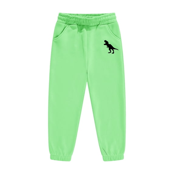Whouriu Boys Jogger Pants Dinosaur Print Straight Leg Elastic Waist Sweatpants, Sizes 2-13