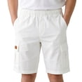 thumbnail image 1 of Whouriu Boys Summer Cargo Shorts Solid Color Elastic Waist Pull On Shorts with Pockets, Sizes 5-16, 1 of 6