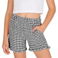 thumbnail image 1 of Whouriu Girls Gingham Plaid Shorts Summer Lightweight High Rise Casual Bottoms, Sizes 5-16, 1 of 8