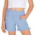 thumbnail image 1 of Whouriu Girls Gingham Plaid Shorts Summer Lightweight High Rise Casual Bottoms, Sizes 5-16, 1 of 8