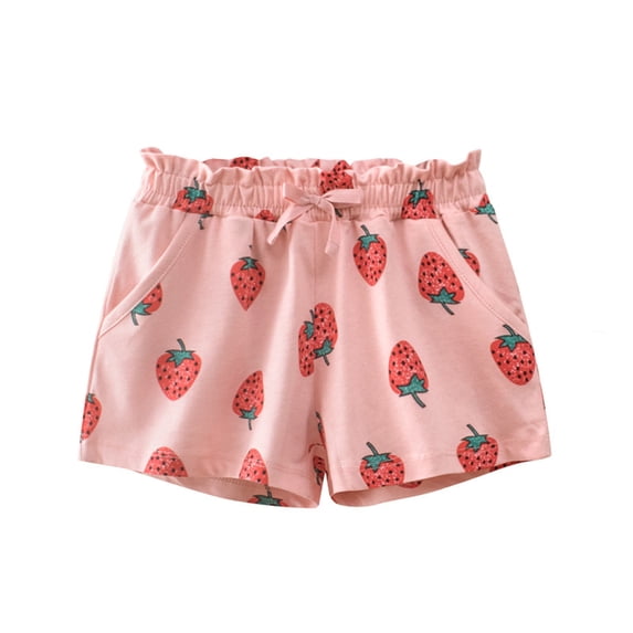 Whouriu Girls Summer Baggy Shorts Printed Casual Pull On Shorts with Pockets, Sizes 12M-7Y