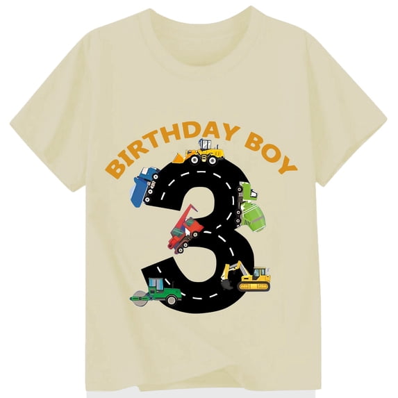 Whouriu Infant Boys 3Rd Birthday T Shirt Truck Car Graphic Short Sleeve T‑Shirt Kids Party Celebration Tee, Sizes 0-13 Years