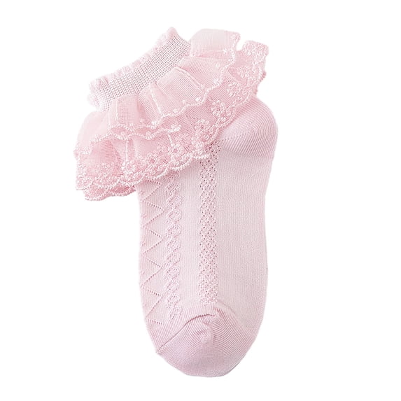 Whouriu Infant Girls Lace Ruffle Socks Soft Polyester Mesh Breathable Summer Casual Dress Socks
