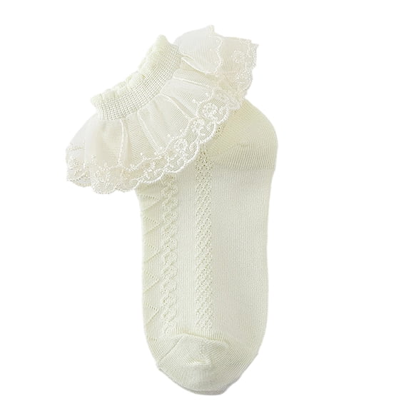 Whouriu Infant Girls Lace Ruffle Socks Soft Polyester Mesh Breathable Summer Casual Dress Socks