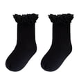thumbnail image 1 of Whouriu Infant Girls Ruffle Ribbed Crew Socks Cotton Blend Stretchy All Season Casual Dress Socks, 1 of 3
