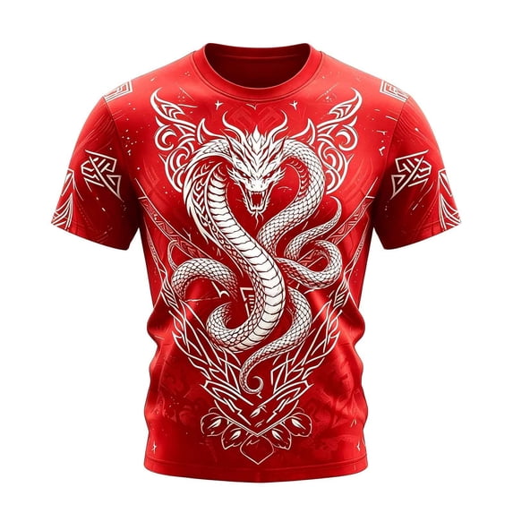 Whouriu Little Boys Tribal Dragon Print T-Shirt Kids Crewneck Casual Graphic Tee, Sizes 2-13 Years