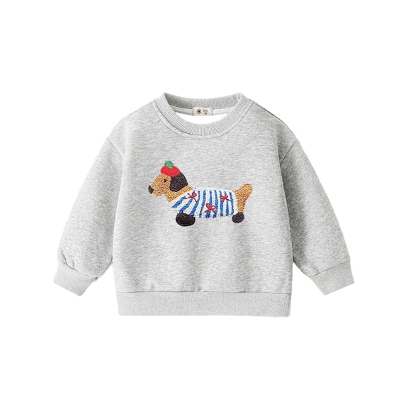Whouriu Little Girls Cartoon Dog Crewneck Sweatshirt Long Sleeve Casual Play Tops