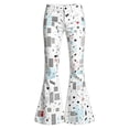 thumbnail image 1 of Whouriu Little Girls Flare Pants High Waist Abstract Fragment Print Preppy Bell Bottom Trousers with Pockets, 1 of 5