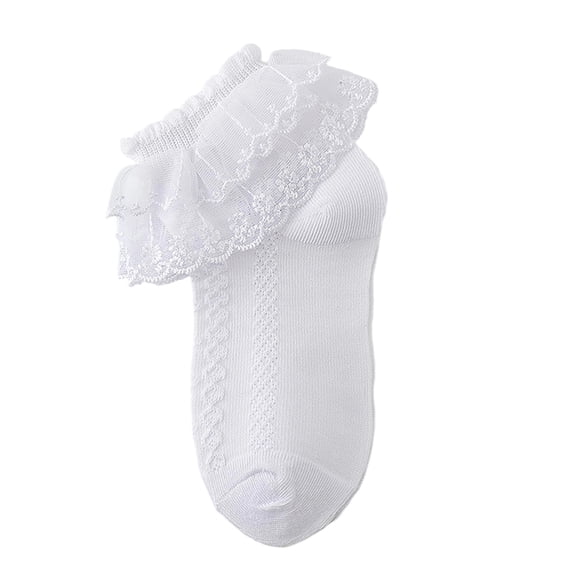 Whouriu Little Girls Lace Ruffle Socks Soft Polyester Mesh Breathable Summer Casual Dress Socks