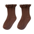 thumbnail image 1 of Whouriu Little Girls Ruffle Ribbed Crew Socks Cotton Blend Stretchy All Season Casual Dress Socks, 1 of 3