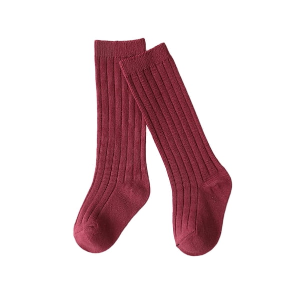 Whouriu Little Unisex Knee High Socks Solid Ribbed Soft Stretchy Daily Casual Socks