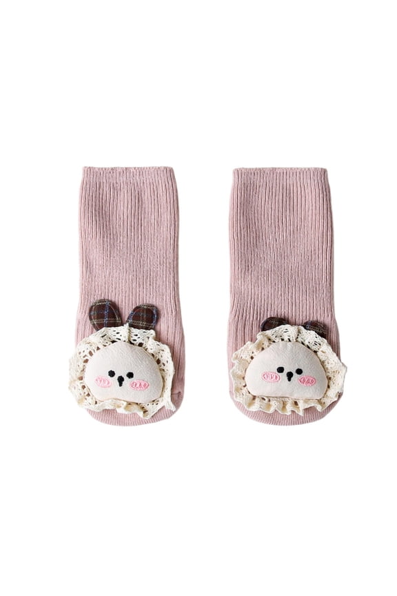 Boys Girls 3D Bear Cartoon Ribbed Socks Soft Cotton Cute Everyday Casual Socks