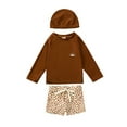 thumbnail image 1 of Whouriu Boys Swimsuit Long Sleeve Rash Guard Shorts Leisure Training Beach Pool Bathing Suit,3-Piece Brown, 1 of 8