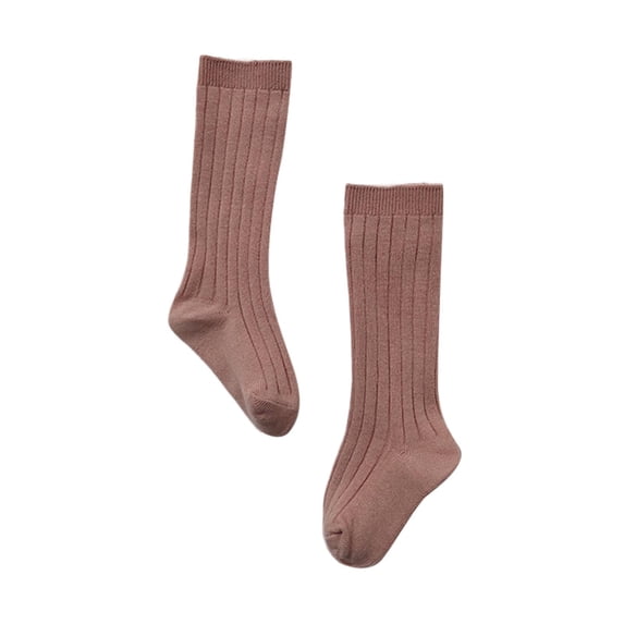 Whouriu Newborn Unisex Knee High Socks Solid Ribbed Soft Stretchy Daily Casual Socks
