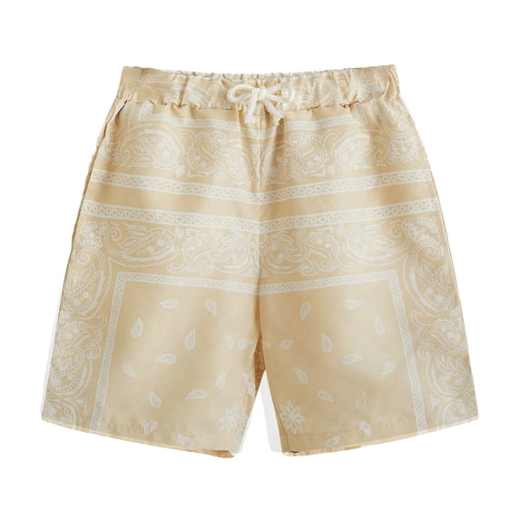 Whouriu Boys Paisley Print Shorts Drawstring Waist Beach Shorts with Pockets