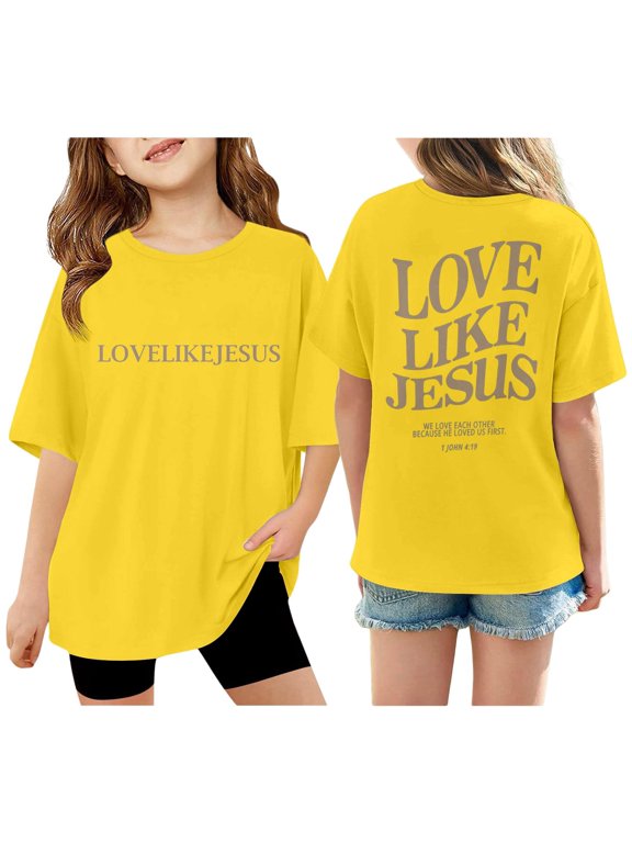 Girls Christian Faith Short Sleeve T Shirt O Neck Short Casual Sleeve Graphic Tee, Sizes 3-14 Years Sizes 3-14 Years