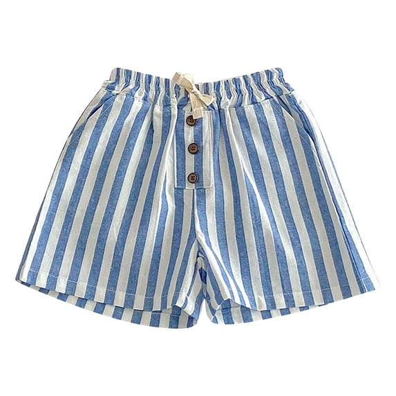 Whouriu Toddler Boys Beach Striped Shorts Summer Lightweight Cotton Pull On Baggy Shorts