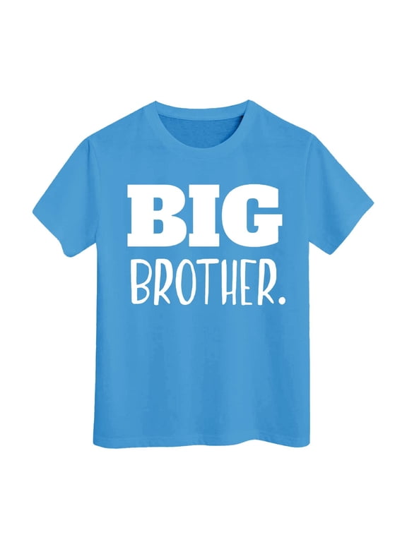 Toddler Boys Big Brother Letter Graphic T-Shirt Short Sleeve Crew Neck Family Announcement Soft Kids Tee
