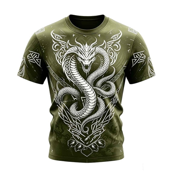 Whouriu Toddler Boys Tribal Dragon Print T-Shirt Kids Crewneck Casual Graphic Tee, Sizes 2-13 Years