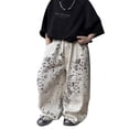 thumbnail image 1 of Whouriu Toddler Boys Wide Leg Pants Drawstring Splatter Print Casual Trousers with Pockets, 1 of 9