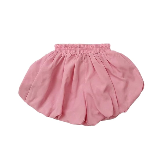 Whouriu Toddler Girls Bubble Shorts Elastic Waist Soft Solid Summer Bloomer Shorts