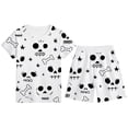 thumbnail image 1 of Whouriu Toddler Girls Halloween Loungewear Set Big Bone Print Short Sleeve Top with Shorts Casual Home 2Pcs Clothes Set, 1 of 3