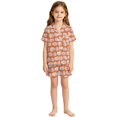 thumbnail image 1 of Whouriu Toddler Girls Halloween Outfits Cute Sketch Pumpkin Print Short Sleeve Button Down Top and Shorts Soft Sleepwear 2Pcs Set, 1 of 4