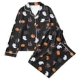 thumbnail image 1 of Whouriu Toddler Girls Halloween Outfits Pumpkin Print Long Sleeve Button Down Top and Pants Fall Soft Loungewear Set, 1 of 3