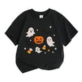 thumbnail image 1 of Whouriu Toddler Girls Pumpkin Ghost Graphic T-Shirt Short Sleeve Holiday Casual Soft Summer Kids Tee, 1 of 3