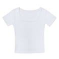 thumbnail image 1 of Whouriu Toddler Girls Scoop Neck Fitted T-Shirt Short Sleeve Cap Sleeve Basic Layering Kids Tee, 1 of 5