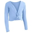 thumbnail image 1 of Whouriu Toddler Girls Twist Wrap Crop Top Long Sleeve Ballet Dance Warm Up Practice Outer Top, 1 of 6