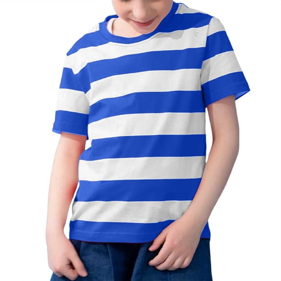 Whouriu Tween Boys Wide Striped Tee Short Sleeve Casual Daily Soft Comfort Summer Kids Top