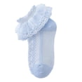 thumbnail image 1 of Whouriu Tween Girls Lace Ruffle Socks Soft Polyester Mesh Breathable Summer Casual Dress Socks, 1 of 4