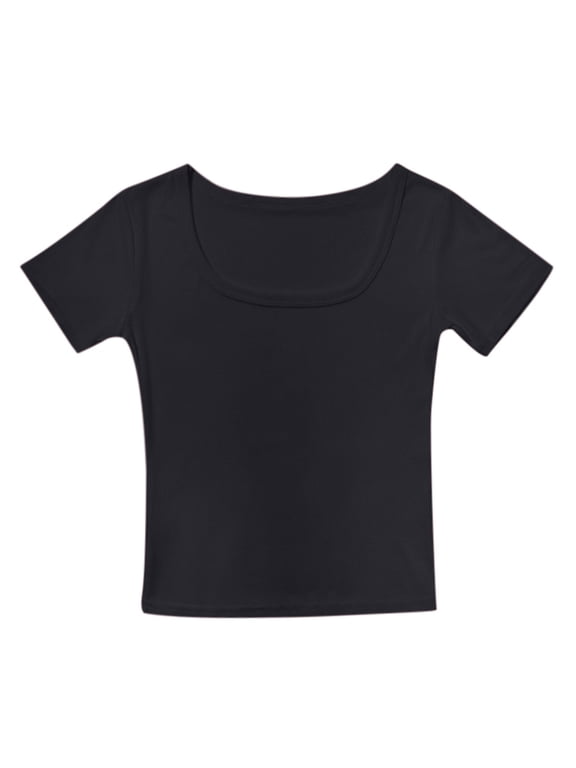 Tween Girls Scoop Neck Fitted T-Shirt Short Sleeve Cap Sleeve Basic Layering Kids Tee