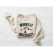 HANDICHI DESIGN Whoville University Sweatshirt, The Grinch Christmas Sweatshirt, Grinchmas Sweatshirt, Womens Christmas Sweatshirt, Winter Sweatshirt