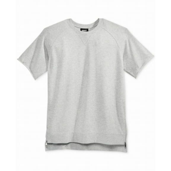 Wht Space Heather Mens Large Fleece Tee T-Shirt, Gray, Medium