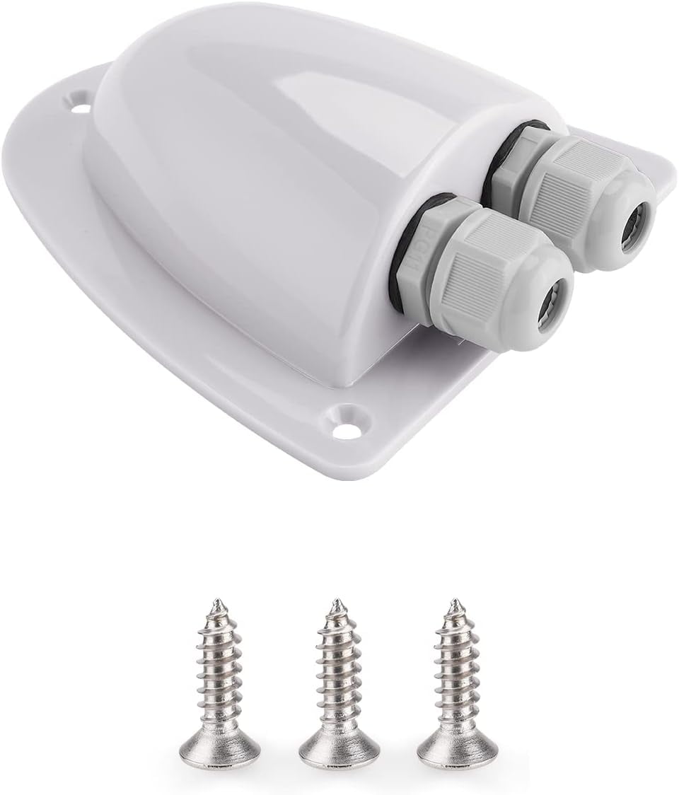 Whte Solar Double Cable Entry Gland Box, RV roof Waterproof ABS Solar ...