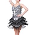 thumbnail image 1 of Whtiewed Short Latin Ballroom Dress Dancewear for Competition Performance Silver, 1 of 1