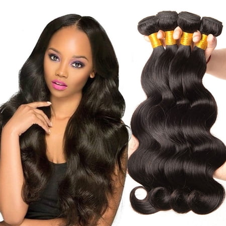Whudwhu 16-24 Inch Body Wave Synthetic Hair Extensions, Black Big Wave Weave Hair Bundles with Realistic Scalp & Adjustable Straps