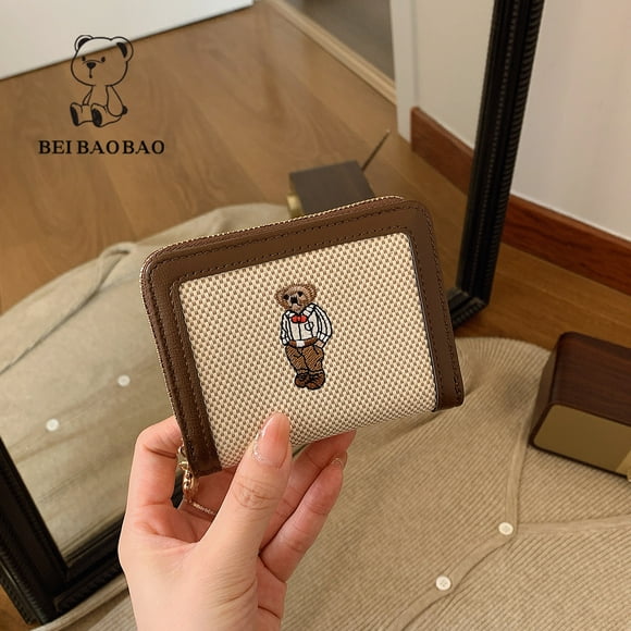 Whudwhu 2025 Fall Winter Cute Cartoon Coin Purse for Women, PU Mini Wallet with Zipper, Short & Long Style