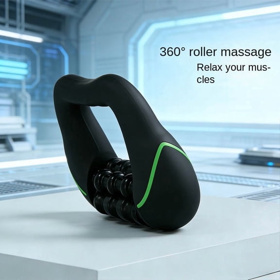 Whudwhu 3-Speed Electric Rolling Percussion Massager with Hands-Free Base, Rechargeable Portable Muscle Roller for Leg Back Shoulder Relaxation, Workout Recovery Tool for Athletes