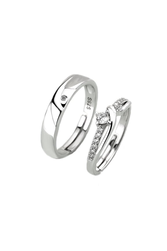 925 Silver Mobius Ring With Zirconia Simple Open Couple Ring