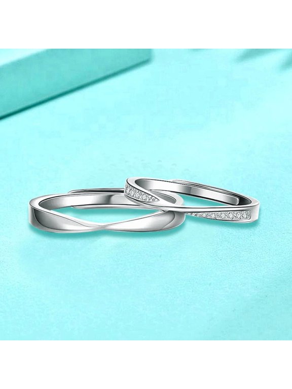 Adjustable Silver Morbius Couple Rings Set for Women and Men Wedding Rings
